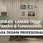 Desain kamar tidur minimalis modern dengan tempat tidur nyaman dan meja kerja fungsional