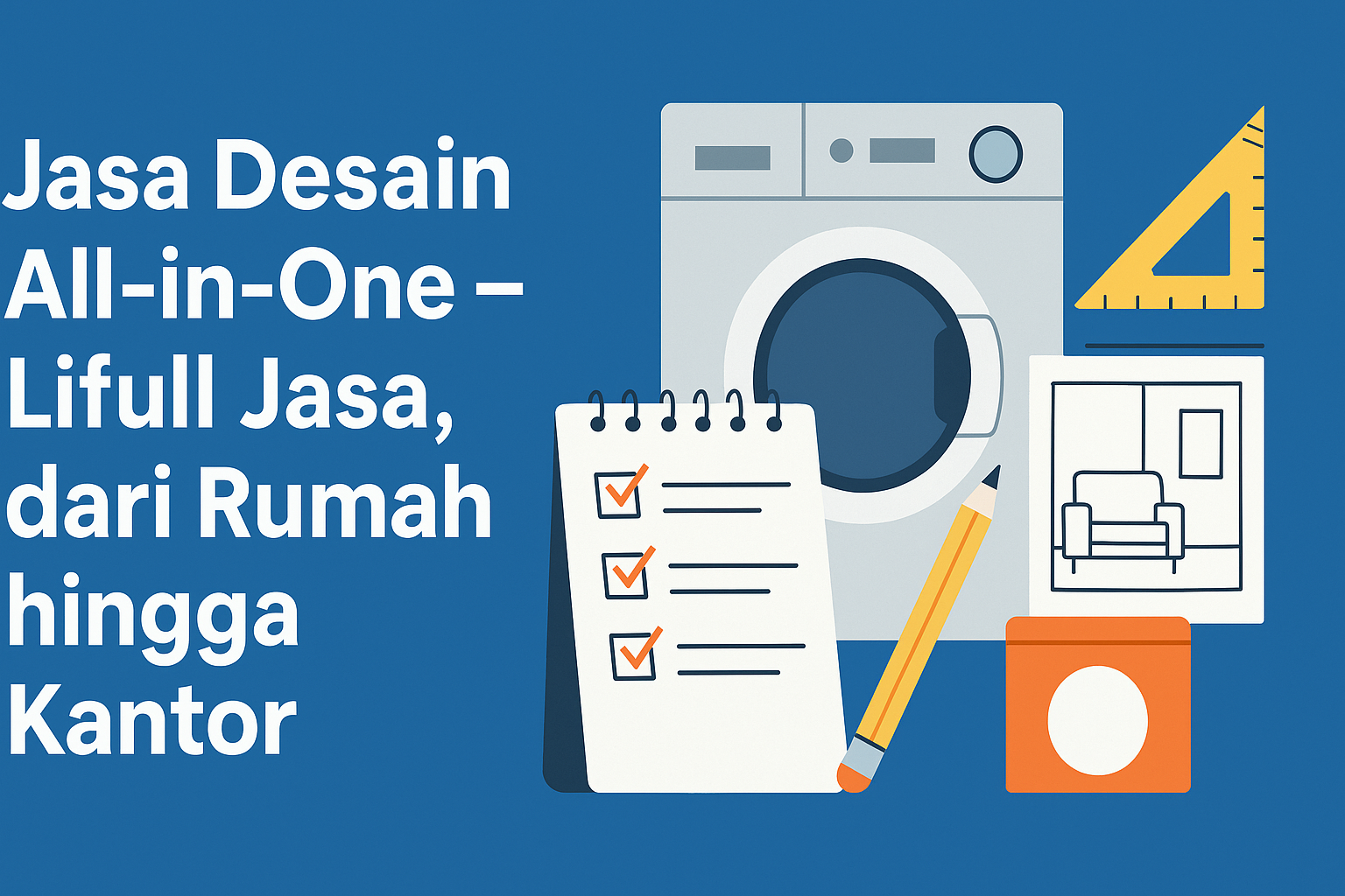 Jasa Desain All-in-One Lifull Jasa untuk rumah, kantor, dan branding dengan ilustrasi profesional