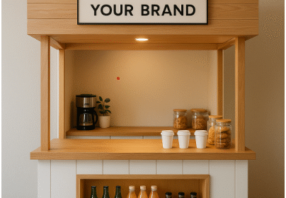 Desain stand jualan minimalis modern dan rapi